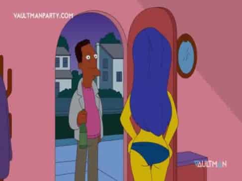 Marge Simpson trai Homer com Carl em hentai